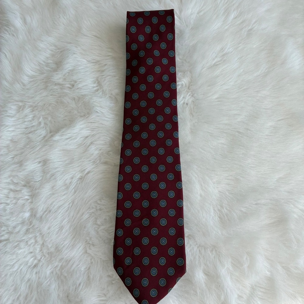 Bert Pulitzer Collectors Edition Silk Tie Burgundy Teal Medallion Foulard USA - Picture 2 of 5